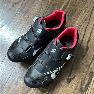 Peloton Black Cycling Shoes with Red Interior